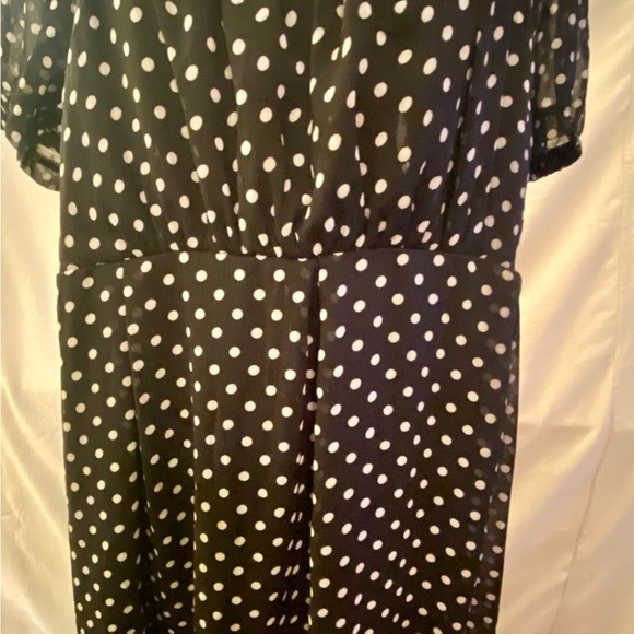 Merona Women’s Cap Sleeve Square Neck Black & White Dot Chiffon Dress XXL - Picture 4 of 8